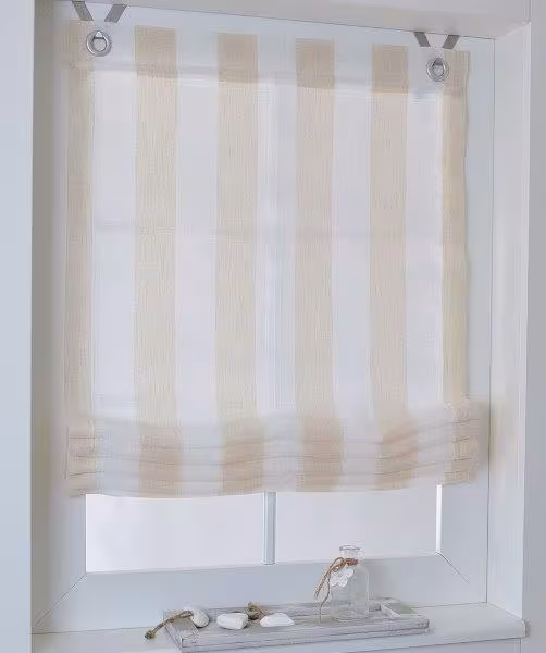 Raffrollo / Ösenrollo Bornholm ohne Bohren | creme - Breite 45 - 100 cm - Raffrollo_Ösenrollo_Bornholm_creme_Fensterdekoration