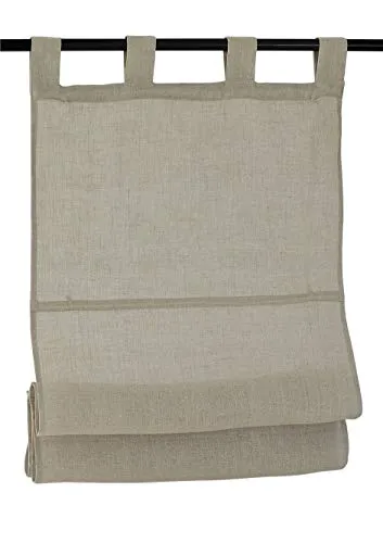 Raffrollo / Schlaufenrollo Metis Leinen f&uuml;r die Gardinenstange | linen - Breite 45 - 120 cm