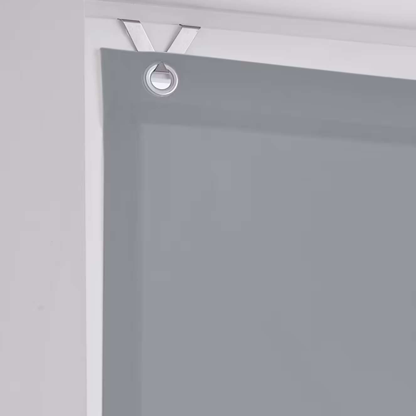 Raffrollo nach Maß Olivia grau Baumwolle | Ösenrollo mit Fensterhaken - hochwertige Ösenaufhängung - Raffrollo Maßanfertigung Olivia grau