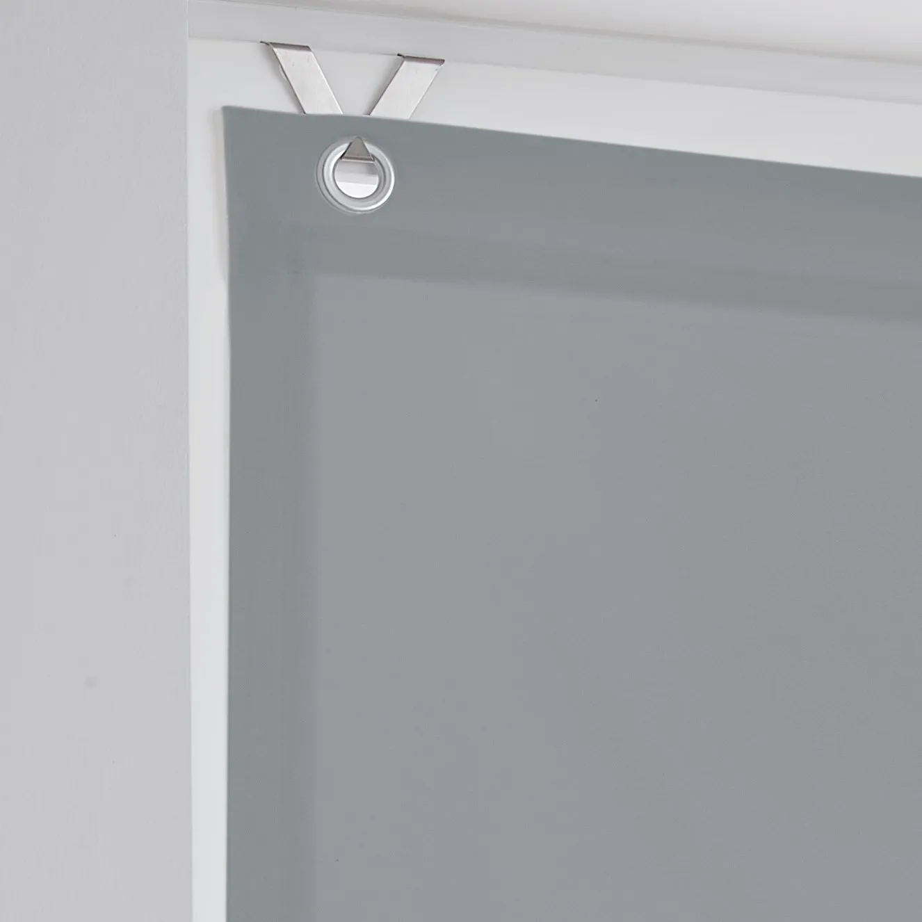 Raffrollo nach Maß Olivia grau Baumwolle | Ösenrollo mit Fensterhaken - hochwertige Ösenaufhängung - Raffrollo Maßanfertigung Olivia grau