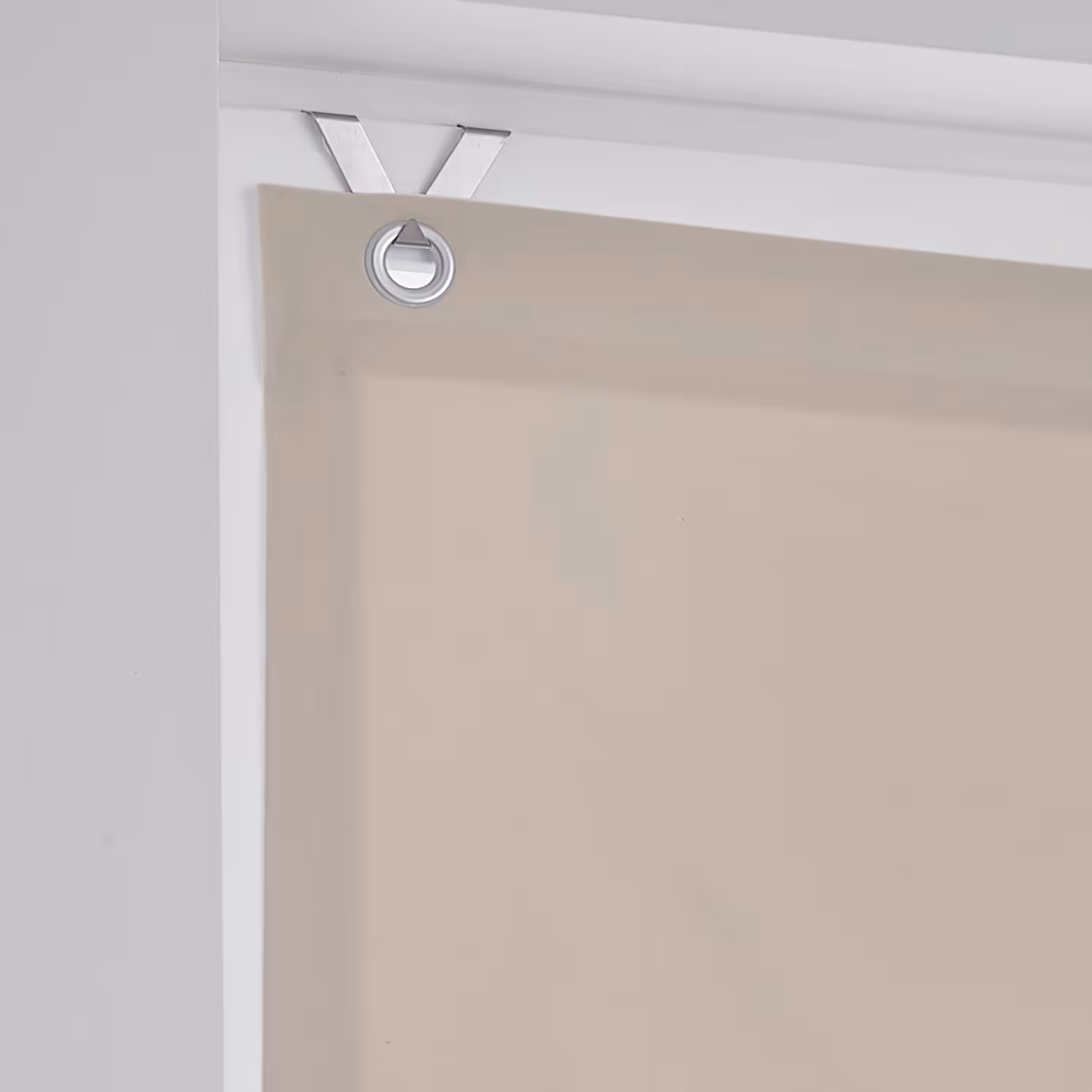 Raffrollo nach Maß Olivia natur Baumwolle | Ösenrollo mit Fensterhaken - hochwertige Ösenaufhängung - Raffrollo Maßanfertigung Olivia natur