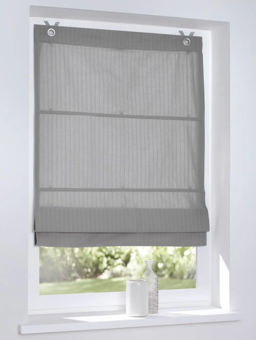 Blickdichtes Raffrollo / Ösenrollo Verlock grau gestreift - Breite 45 - 120 cm - Raffrollo gestreift Verlock grau