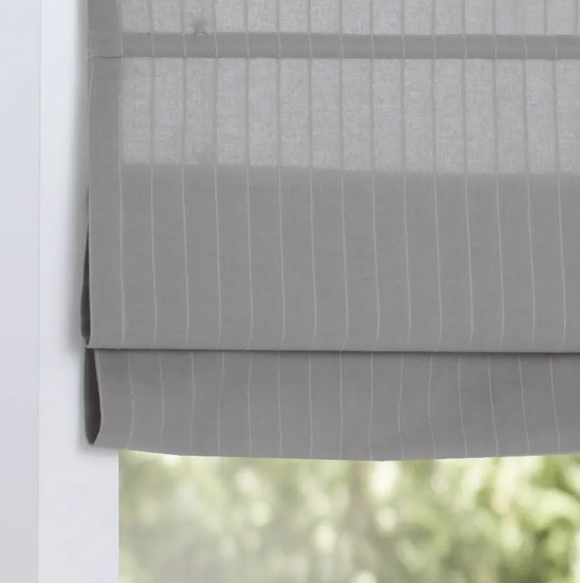 Blickdichtes Raffrollo / Ösenrollo Verlock grau gestreift - Breite 45 - 120 cm - Baumwolle Raffrollo Verlock grau