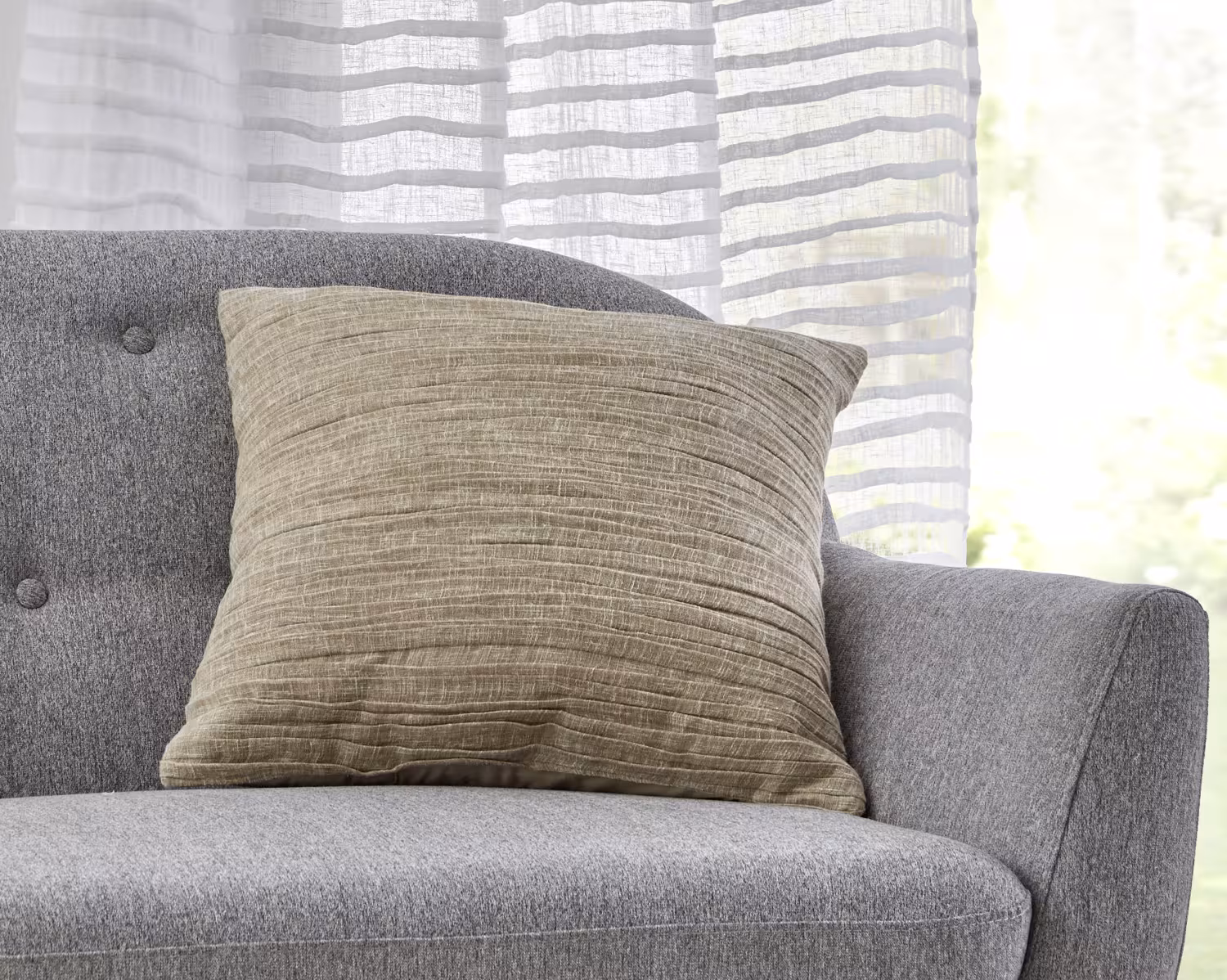 Musselin Kissenhülle Crinkle 50x50 – Dekokissen mit handgenähten Biesen - natur/linen - Sofakissen Crinkle natur Handarbeit