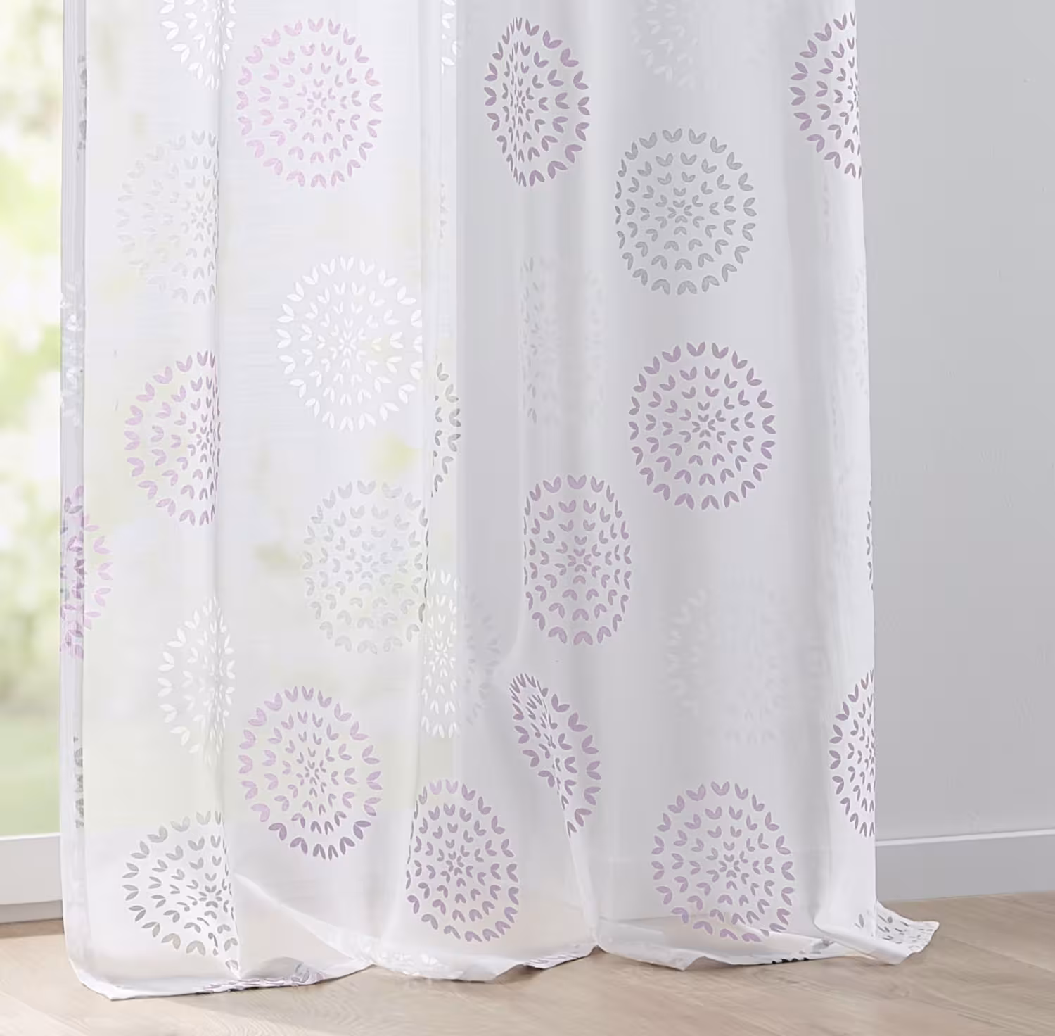 Vorhang Gardine Ösenschal Bella | rose - Höhe 145 cm - 245 cm (1 Stück) - Bella weiß rose Vorhang Ausbrenner halbtransparent