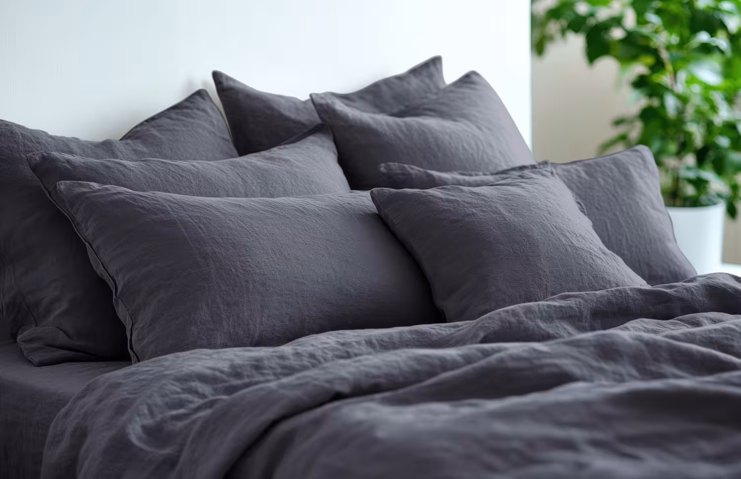 Leinen Bettwäsche - soft Touch Kopfkissen-Bezug Farbe Dunkelgrau - Kutti Leinenbettwäsche dunkelgrau anthrazit