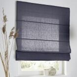 Maßanfertigung Raffrollo Metis Leinen mit Technik Set - Farbe graublau