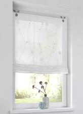 Raffrollo Nelly weiss bestickt