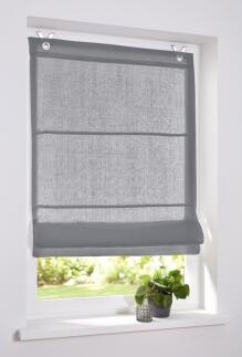 Raffrollo / Ösenrollo Metis Leinen ohne Bohren | grau - Breite 45 - 100 cm