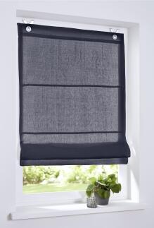 Raffrollo / Ösenrollo Metis Leinen ohne Bohren | graublau - Breite 45 - 100 cm