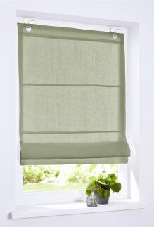 Raffrollo / Ösenrollo Metis Leinen ohne Bohren | olivgrün - Breite 45 - 100 cm