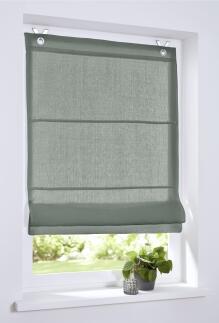 Raffrollo / Ösenrollo Metis Leinen ohne Bohren | zederngrün - Breite 45 - 100 cm