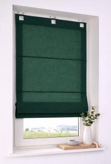 Baumwoll-Raffrollo Duck dunkelgrün mit Ösen und Haken