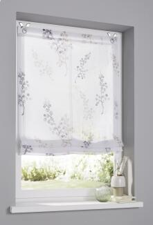 Halbtransparentes Raffrollo / Ösenrollo Danny weiß taupe  - Breite 45 - 120 cm