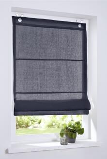 Raffrollo / Ösenrollo Metis Leinen ohne Bohren | graublau - Breite 45 - 100 cm