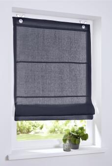 Raffrollo / Ösenrollo Metis Leinen ohne Bohren | graublau - Breite 45 - 100 cm