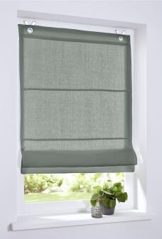 Raffrollo / Ösenrollo Metis Leinen ohne Bohren | zederngrün - Breite 45 - 100 cm