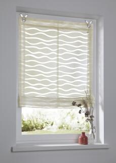 Raffrollo / Ösenrollo Enya natur Ausbrenner mit Wellenmuster - Montage ohne Bohren