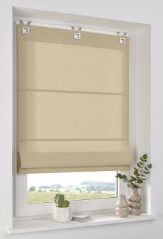 Duck natur Raffrollo nach Maß – Ösenaufhängung ohne Bohren, 100% Baumwolle