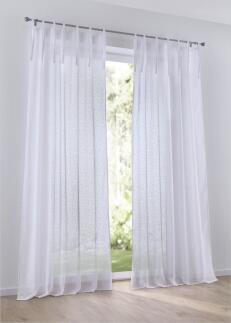 Vorhang Gardine Timber mit Bindebändern |weiss - Höhe 145 bis 245 cm (1 Stück)