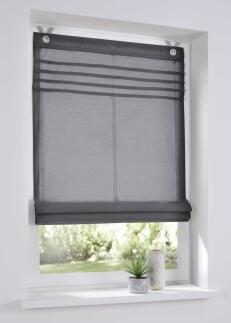 Raffrollo / Ösenrollo Kessy Biese ohne Bohren | grau - Breite 45 - 100 cm