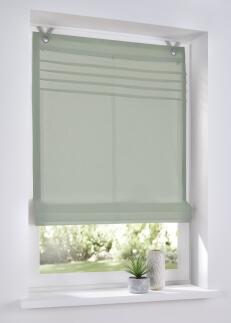 Raffrollo / Ösenrollo Kessy Biese ohne Bohren | salbei - Breite 45 - 100 cm