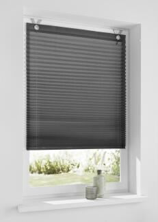 Plissee / Ösenrollo Olbia Lichtschutz ohne Bohren | grau - Breite 40 - 100 cm
