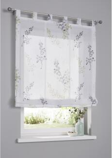 Weißes Raffrollo mit Schlaufen Danny nach Maß, halbtransparent - grün