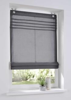 Raffrollo nach Maß Kessy mit Biesen grau | Ösenrollo mit Fensterhaken