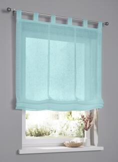 Raffrollo / Schlaufenrollo Brondby für die Gardinenstange | türkis - Breite 45 - 120 cm