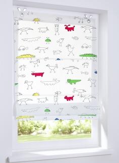 Raffrollo Lasse - Kindergardine mit bunten Tieren