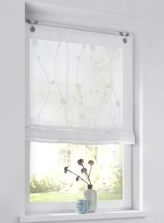 Raffrollo / Ösenrollo Nelly ohne Bohren | weiss - Breite 45 - 120 cm