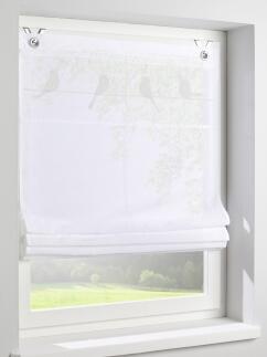 Raffrollo Gravelot weiß Baumwolle Vogelmotiv