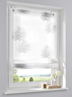 Raffrollo nach Maß Bellinda weiß anthrazit | Ösenrollo mit Fensterhaken