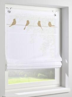 Raffrollo Gravelot mit Ösen - hübsches Vogel-Motiv in natur - Breite 45 - 100 cm