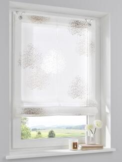 Raffrollo nach Maß Bellinda weiß taupe | Ösenrollo mit Fensterhaken