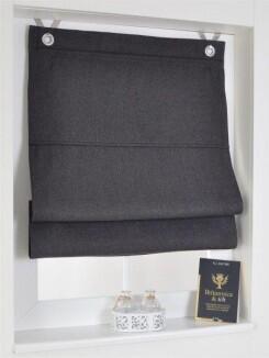 Verdunkelndes Raffrollo / Ösenrollo Dimout anthrazit nach Maß - blickdicht und isolierend