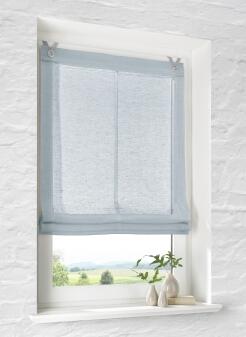 Raffrollo Brondby Blau in Leinen-Optik – Ohne Bohren montieren mit Edelstalhaken