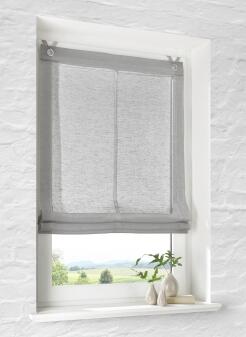 Raffrollo Brondby Grau in Leinen-Optik – Ohne Bohren montieren mit Edelstahlhaken