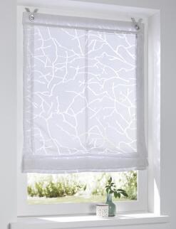 Raffrollo nach Maß Jerry weiß | Ösenrollo mit Hakenaufhängung