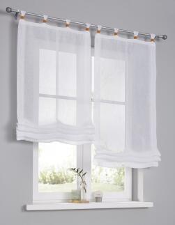 Raffrollo Brondby weiss Schlaufen Dekokugeln orange