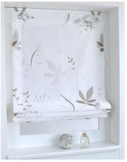 Raffrollo nach Maß Dandelion weiß natur | Ösenrollo mit Fensterhaken