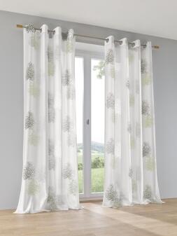 Vorhang Gardine Ösenschal Bellinda weiss grün - Höhe 145 cm - 245 cm (1 Stück)