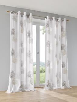 Vorhang Gardine Ösenschal Bellinda weiss taupe - Höhe 145 cm - 245 cm (1 Stück)
