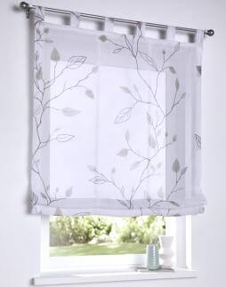 Raffrollo Bonnie mit Schlaufen nach Maß - weiß grau, halbtransparent