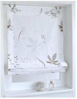 Raffrollo nach Maß Dandelion weiß natur | Ösenrollo mit Fensterhaken