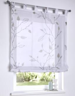 Raffrollo Bonnie mit Schlaufen nach Maß - weiß grau, halbtransparent