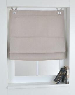 Blickdichtes Raffrollo / Ösenrollo Dimout creme nach Maß - isolierend und leicht verdunkelnd