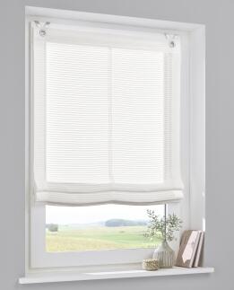 Raffrollo / Ösenrollo Areggo offwhite mit feinen Querstreifen - Breite 45 - 100 cm