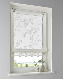 Raffrollo / Ösenrollo Florence ohne Bohren | creme - Breite 45 - 100 cm